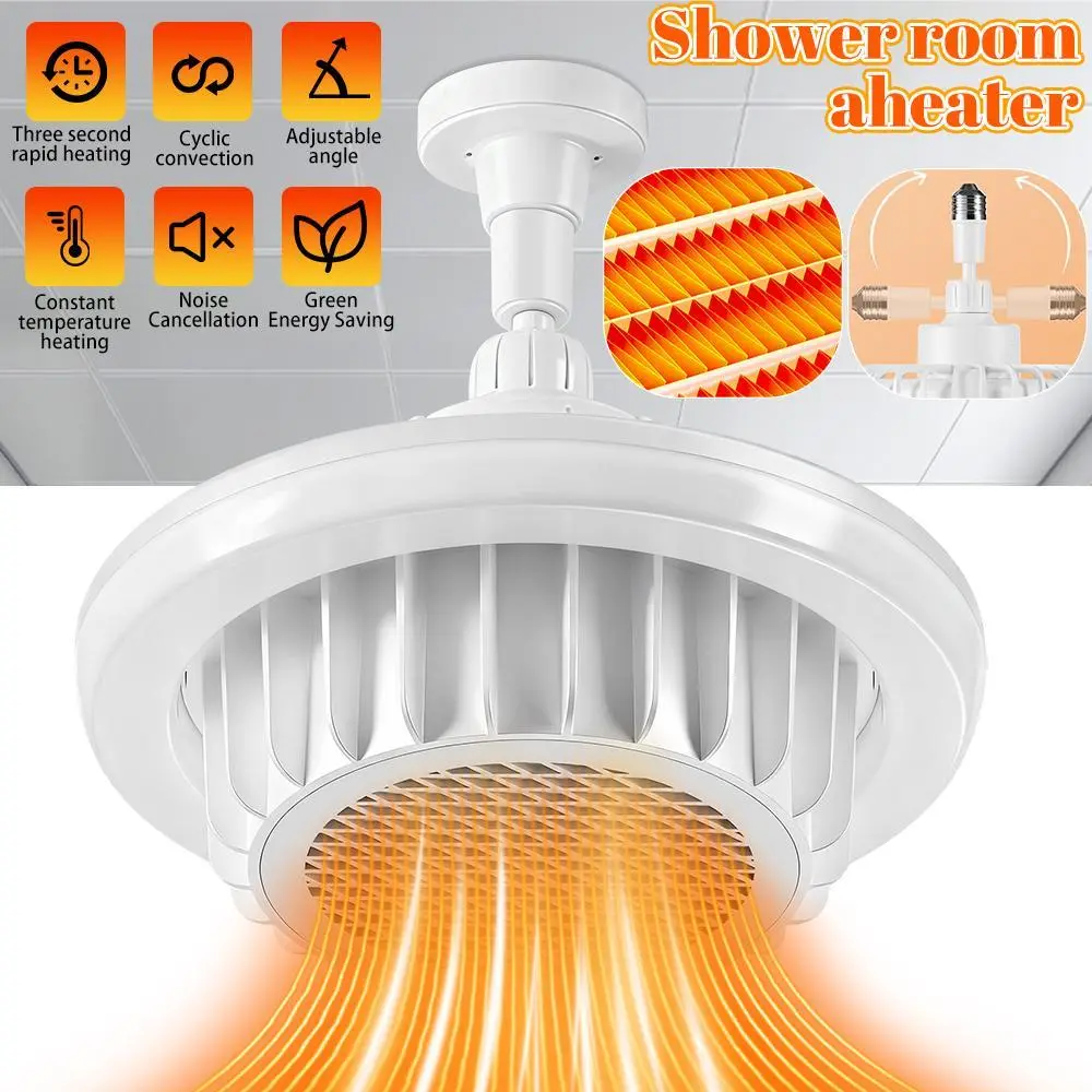 【ToolUpgrade】KEPEAK 110V E27 LED Warm Air Heater Lamp - White Screw-in 20W Bulb with Iron Mesh, Adjustable Heating Temperature, 800W Rapid Warm, 800W & Above, 4.5-Meter Distance, Dual Control Modes, 24.5x19.2cm, 890g, 2 AA Batteries