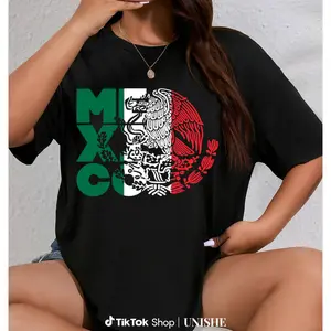 Mexican Flag Shirt with Eagle Seal – Casual Short Sleeve Tee Showing Mexico Pride