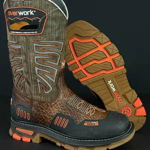 Mens Model 2023 Cafe Shoulder Soft square Toe Work Boots Made To Last Botas De Trabajo Comfort Western