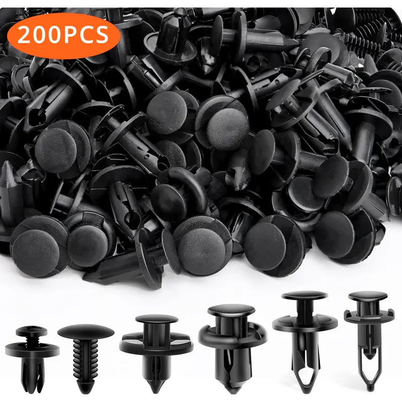 200PCS Automotive Plastic Car Clips - Multi-Size Bumper Clips, Fender Trim Push Pin Rivets, Car Body Fastener Retainers for Retaining Panels, Permanent Fix