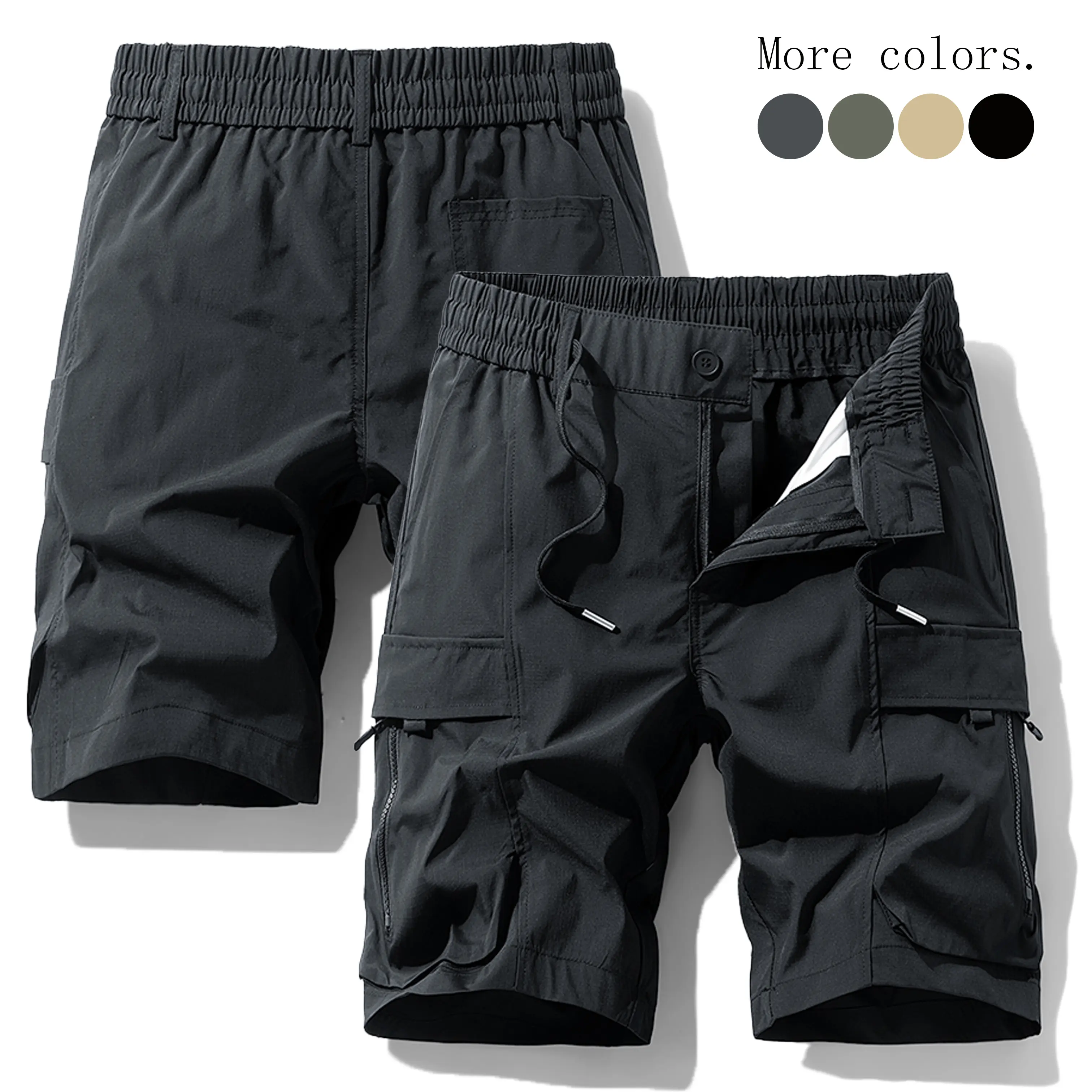 Men’s Shorts – Khaki/Black/Green – Practical Pockets – Angled Pocket Design – Ideal for casual wear in various settings – Suitable for everyday use as workwear shorts – Men’s Workwear Shorts – Spring Collection – Statement., Menswear, Angled Pockets tikto