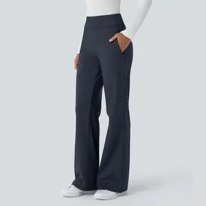 Halara Flex Mid Rise Side Zipper Pocket Work Flare Pants