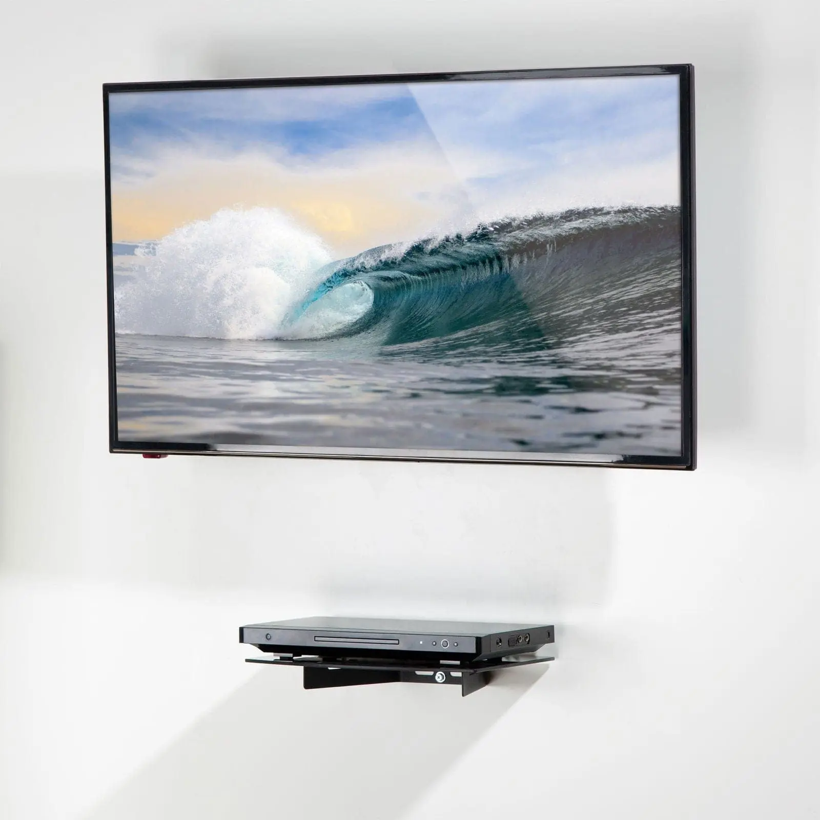 Mount-It! Floating Shelf - Solid Tempered Glass & Steel Wall-Mount Compatible Shelf, 14.2"(w)x10.2"(d)x2"(h), 22 lbs Capacity, Space-Saving, Easy Installation, Sleek Modern Home Decor