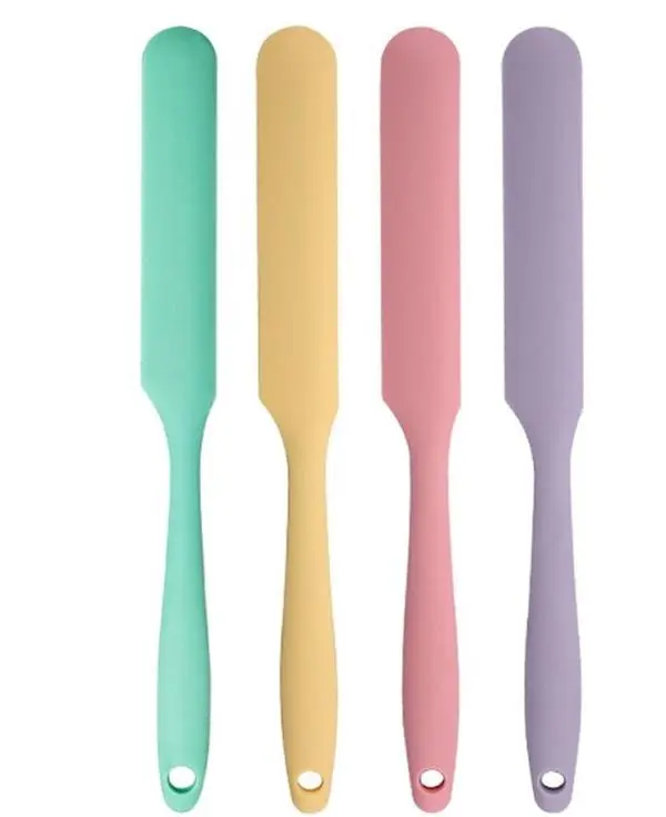 4 Pcs Silicone Jar Spatula Set - Long Handle Sourdough Scraper, Skinny Spatula for Jars, Bottles, and Containers, Non-Stick Heat Resistant Cake Cream Spatulas