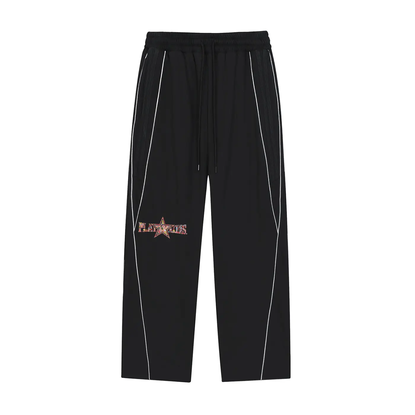 Men's Preppy Reflection Striped Straight-Leg Cotton Sweatpants, Daily Casual Wear, Avoid Bleaching, Do Not Dry Clean, Machine Washable, Office