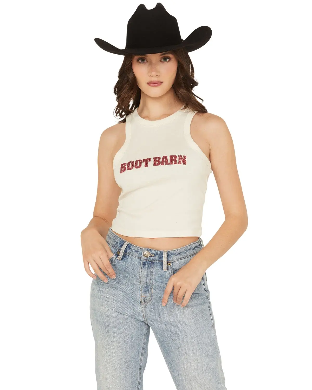 Boot Barn Women's Women'S Rhinestone Logo Racerback Tank - Bbwho24k8-Iv