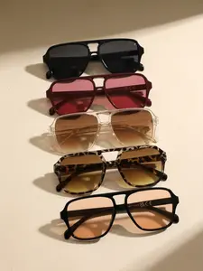 5 Pairs Trendy Dual Bridge Women's Large Frame Tortoiseshell Sunglasses, Trendy Casual Sunglasses, Modern Minimalist Style, Perfect for Music Festivals, Travel, Driving, Beach Holidays