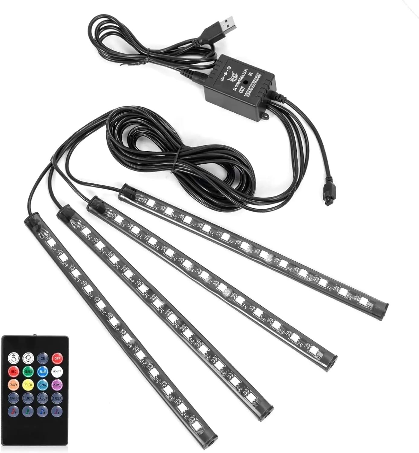 12V RGB Car Strobe Safety Lights with Remote & APP Control, USB-Port Music Sync Color Change Interior Dashboard Lights, Car Accessories for Men, Holiday/Birthday Gifts for Him, Jeep Truck Decor Lighting Assembly decorative light teen girl boy woman
