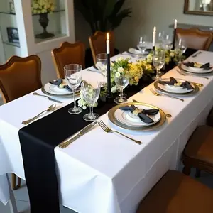 Satin Table Runner with Edges, High Density, Elegant European Style for Wedding Decoration, 28x275cm Party Table Cover