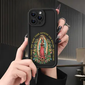 Case for iPhone 16 Pro Max 15 Plus 14 13 12 11 XS XR Virgin Mary Pattern Drop Protection Shockproof Soft Silicone smartphone Cover