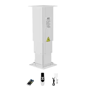VEVOR Alloy-Steel Electric Lifting Column System, 176lb Lift Table with Auto Lock, 14.2-31.1in Height Range, 3-Stage Adjustable Desk Column, Telescopic Metal Table Legs, Power Supply & Wireless Control for Up/Down Motion