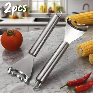 2 Counts Corn Peeler, Stainless Steel Corn Stripper Tool for Efficient Corn Kernel Removal