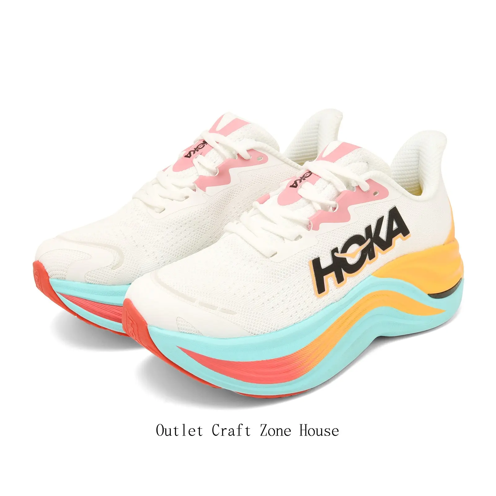 Off-White Mesh Cloud-Like Comfort Sneakers with Rainbow Gradient Sole - Lightweight Breathable Running Shoes, Trendy Casual Athletic Footwear for Men & Women