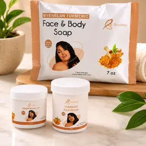 3 PCS Byenblan Turmeric Set - Face & Body Soap 7 oz , Face Cream 4 oz And knuckles Cream 2 oz