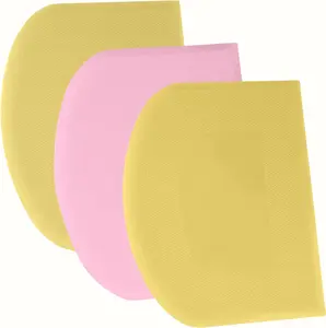 Dough Scraper Bench Scraper - 3P 5.9x4.3" Plastic Flexible Bowl Scraper, Sharp Edge & Angles Cake Scraper. Non-Slip Bakeware Decorating Tools Sculpting & Modeling Tools - Yellow+Pink+Yellow