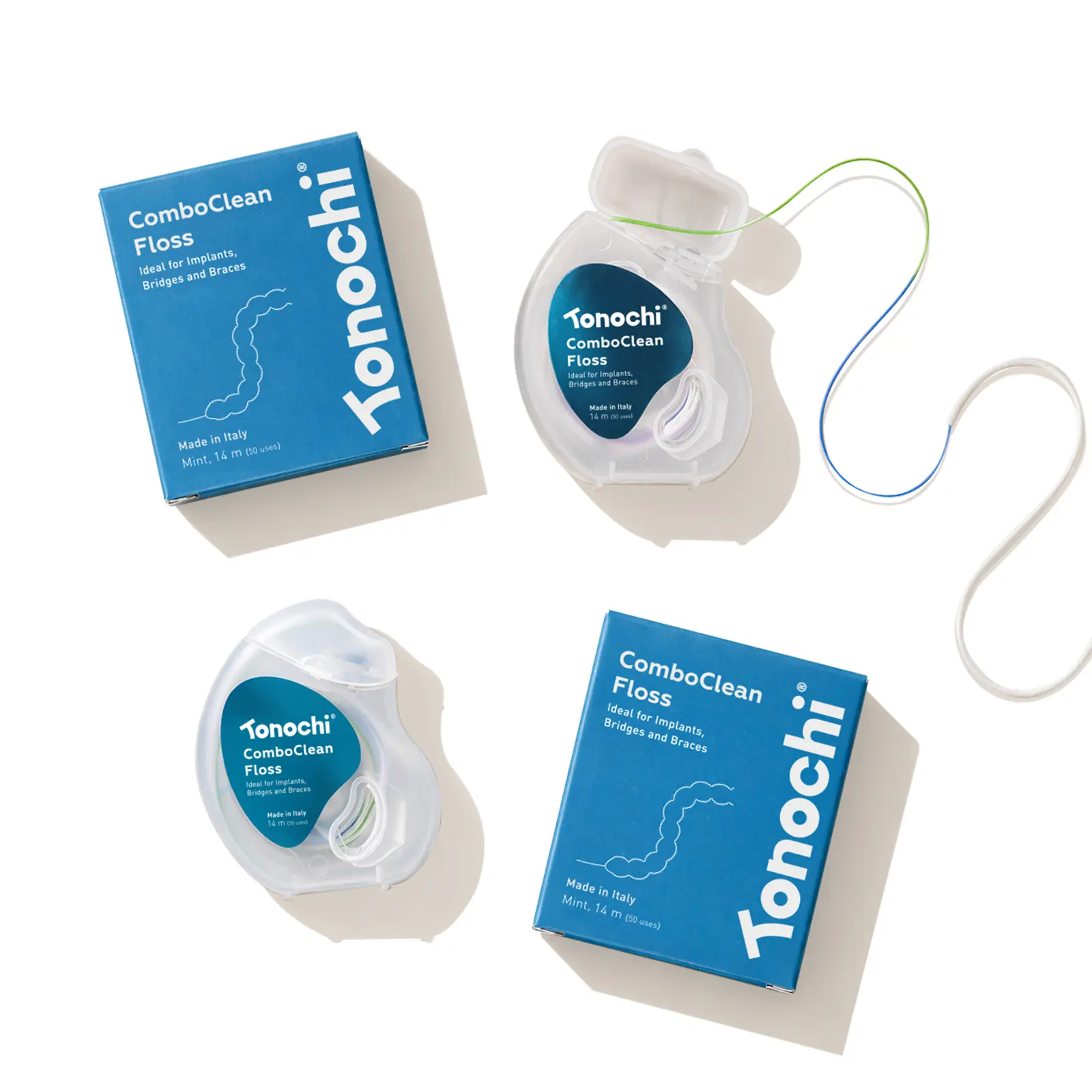 ComboClean Floss • 2-in-1 Threader Tip • 2-Pack (14 m / 15 yd each) ComboClean Floss • 2-in-1 Threader Tip • 2-Pack (14 m / 15 yd each)