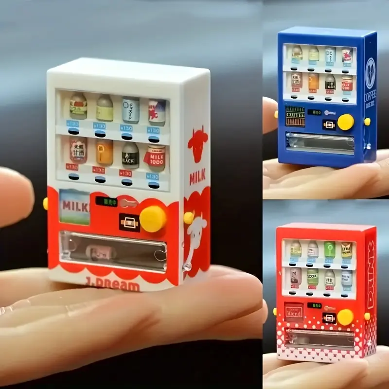 3pcs 1:12 Miniature Vending Machine Set, Realistic Desk & Home Micro Landscape Decor, Charming Holiday Gift for Christmas New Year Dollhouse, Doll House Accessory