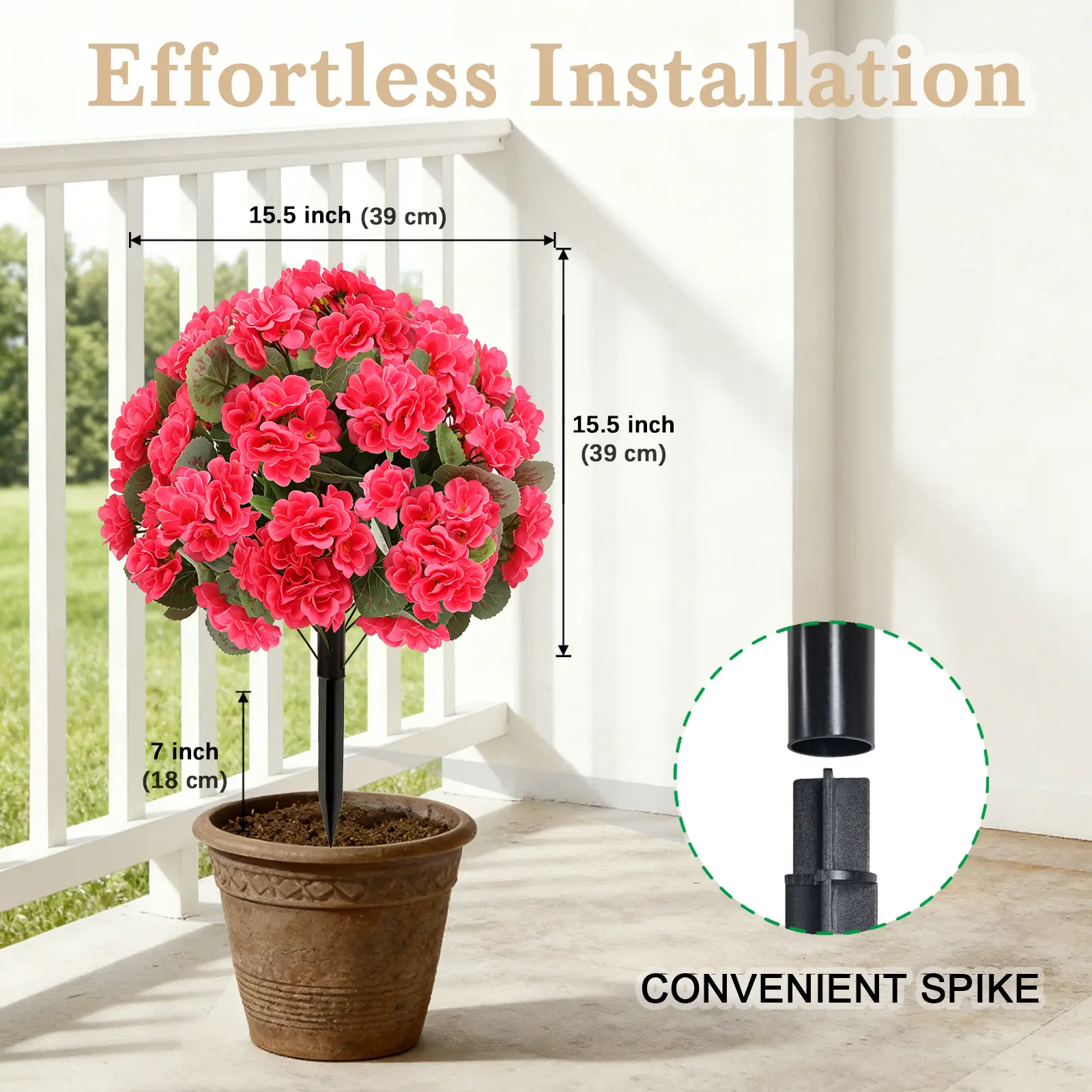 1pc Simulated Balsam Artificial Flower Display with Decorative Potted and Ground Planting,  Faux Floral Arrangements for Home and Garden, Plastic Wrapped Decorative Plants for Living Room