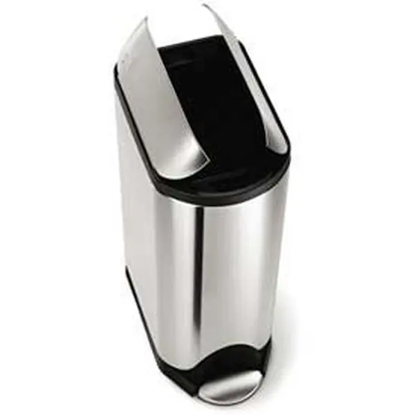 Simplehuman CW1897 12 gal Butterfly Step Trash Can with Lid - Brushed Stainless Steel Home Care Bin, Toe Kick, Flat