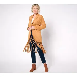 American West by Carolyn Pollack Faux Suede Fringe Jacket