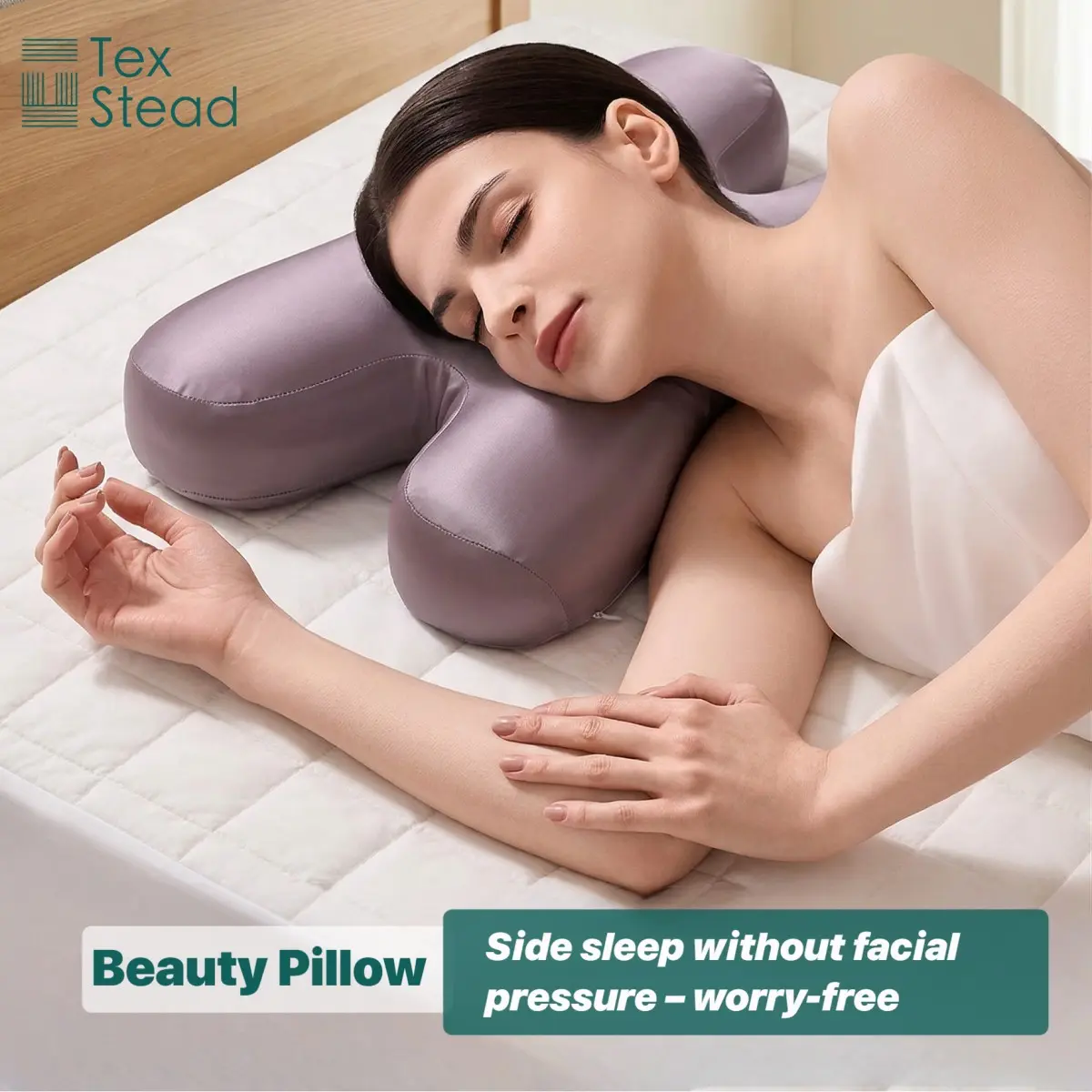 Ice Silk Memory Pillow for Wrinkle Reduction, Anti-Wrinkle Beauty Pillow, Comfortable Neck Support, Ideal for Side Sleep, Relaxation and Sleep