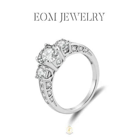 Moissanite 1.98ct Endless Love Three-Stone Ring Silver-Plated Round Cut Birthday Wedding Engagement Anniversary Valentine's Day Birthday Gift Daily Wear