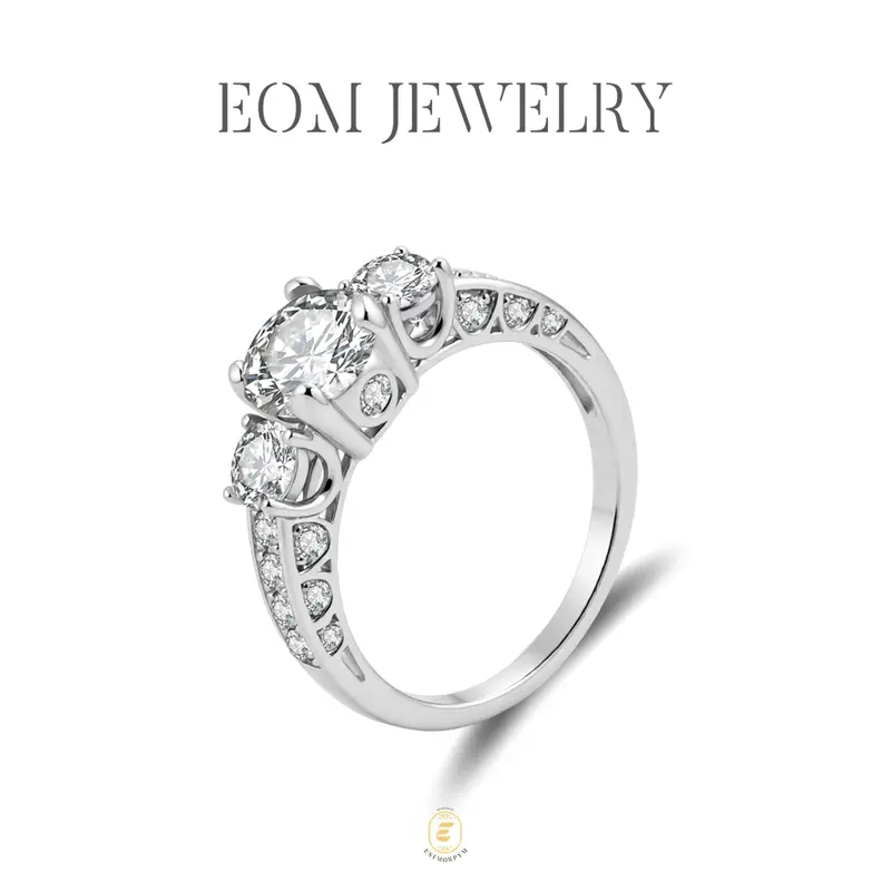 Moissanite 1.98ct Endless Love Three-Stone Ring Silver-Plated Round Cut Birthday Wedding Engagement Anniversary Valentine's Day Birthday Gift Daily Wear