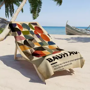 1pc Bauhaus Style Large Soft Beach Towel, Abstract Geometric Print Pattern, Microfiber Bath Towel, Quick-Drying And Super Absorbent, Suitable for Beach Vacation, Pool Party, Outdoor Picnic Scenes, Ideal Gift for Friends And Summer Holidays