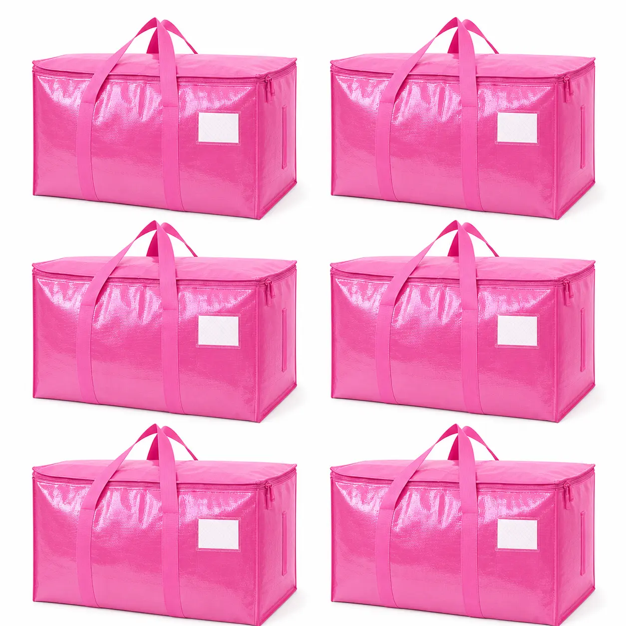 6-Pack 25-Gal Extra Large Moving & Clothes Storage Bags, Heavy-Duty Waterproof Foldable Home Organizers with Reinforced Wraparound Handles, Dual Zippers, Tag Pockets for Moving, Closet Organization