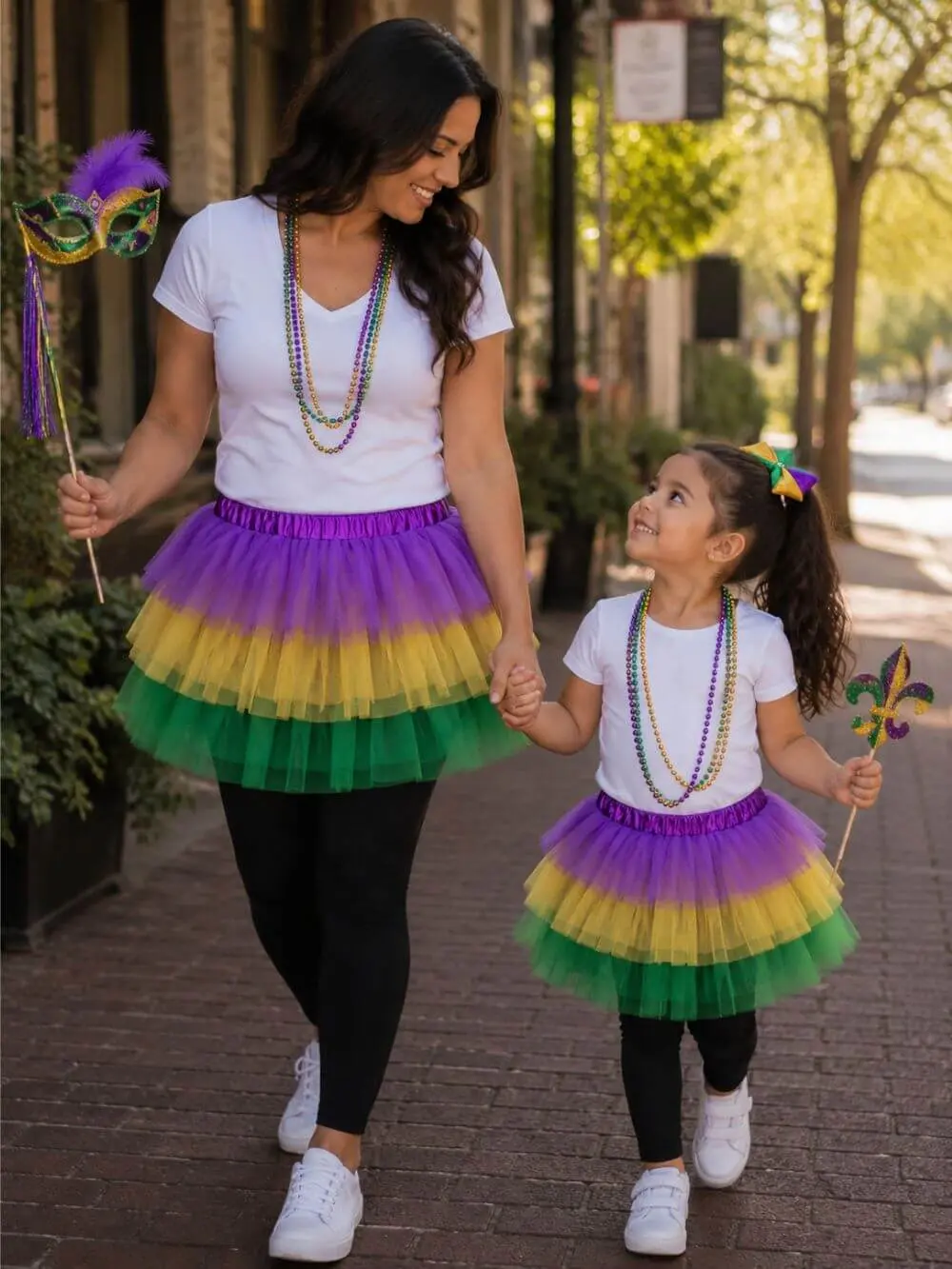 Purple, Yellow, Green 6 Layer Tutu Skirt Mardi Gras Costume for Girls, Women, Plus