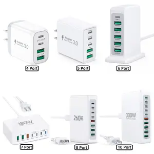 4/5/6/7/8/10 Multi Port USB C Charger Block Fast Charging Blocks Cube Brick for iPhone 17 16 15 14 13 12 Pro Max SE XS XR laptop computer Galaxy Tablet Adapter Cable CY