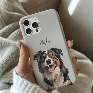 Personalized Pet Name Phone Case | Cute Dog Illustration Aesthetic Cover | Unique Gift for Dog Lovers Durable Protective Case