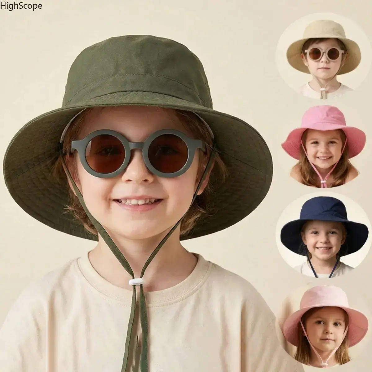 Toddler Hats with Wide Brim for Sun Protection, Solid Color Summer Headwear for Kids, Boys and Girls, Plain, Everyday Wear