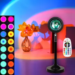 Sunset Projection Lamp with Remote Control, USB Powered, 16 Color Adjustable, Ideal for Bedroom, Party, Restaurant, Birthday Gifts, Modern Mood Lighting, Party Lighting Decoration