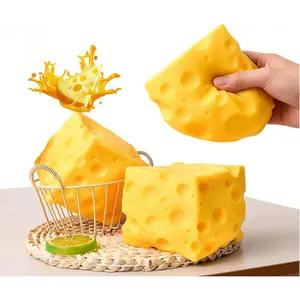 Big Giant Glitter Yellow Cheese Squeeze Large Squishy Cube Toy,Rebounding Sensory,Help for Relax,Focus, Sensory Cheese for & Adults, Cheese Cubes Squishy Toys,Stress Balls for Adults(3.93*3.93Inch)
