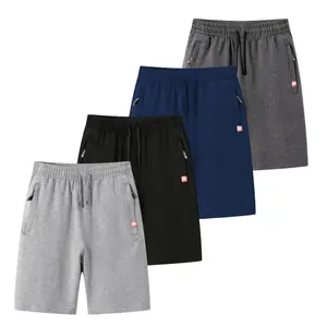 Men's sports-style elastic waist shorts with a regular fit, featuring zippered side pockets and an adjustable waistband. A small red tag on the pocket adds a special touch, offering a comfortable fit for casual, sports, and outdoor activities.