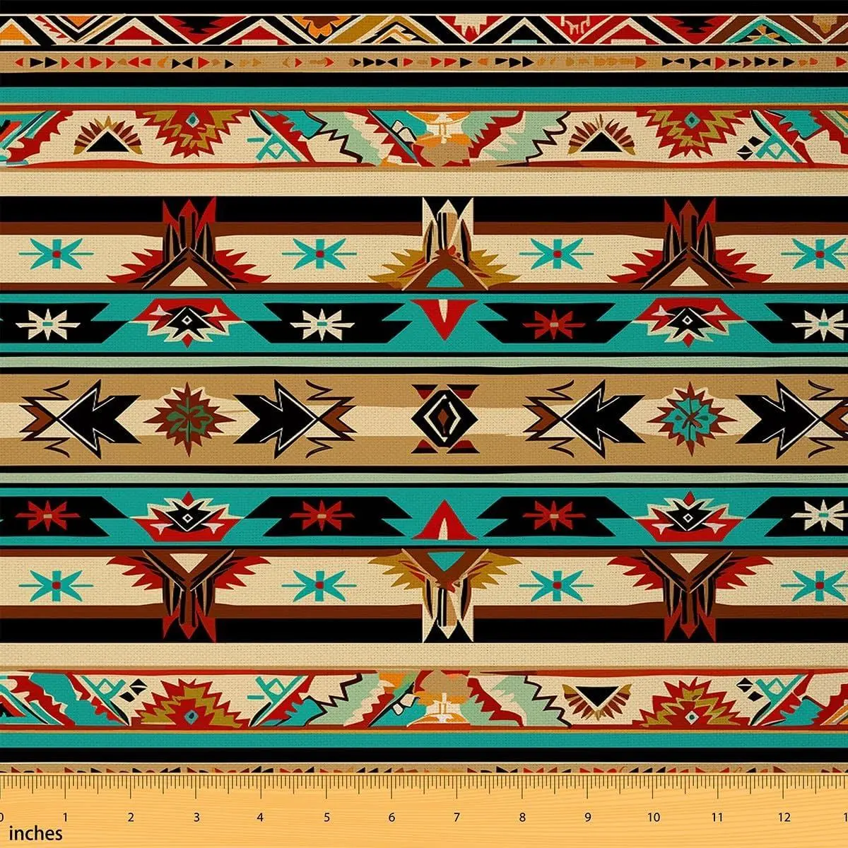 American Aztec Flannel Fabric Soft Indian Upholstery Fabric Chairs Sofa,Geometric Diamond Decorative Fabric,Vintage Decor Quilting Sewing,Not Stretchy