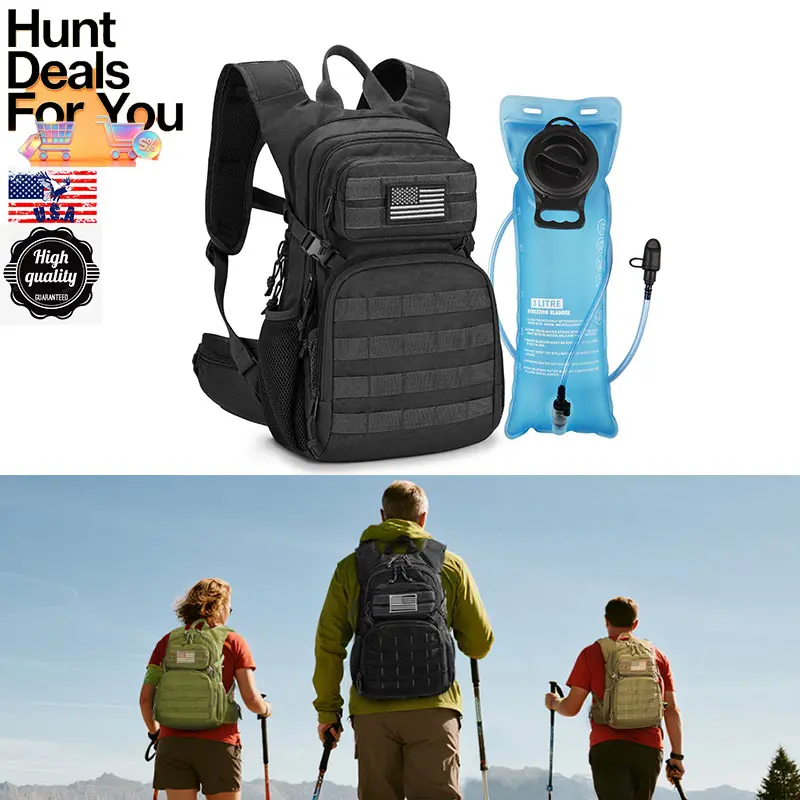[SUPER Deals ]  Hydration Backpack with 3L TPU Tactical Water Bladder, 22L Hiking Backpack for Men Women, Heavy Duty Molle Water Backpack with Multiple Compartments For Cycling Running Hunting Camping