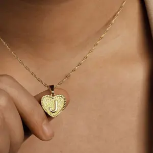 Tasiso Initial Heart Necklace For Women Girl 14k Gold Plated Round Letter Pendant Necklace Capital Monogram Necklace Alhpabets from A-Z Figaro Chain Necklace safety pin necklace chains name necklace cuban link chain charm necklace chunkyjewelry