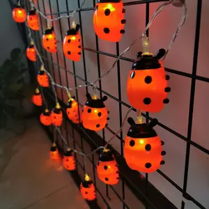 1pc Ladybugs Fairy String Lights, 10 Plastic Red LEDs Copper Wire Battery Powered Best Decoration Lights For Christmas Decoration, House, Room, 1.5m