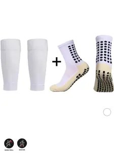 Men's outdoor soccer sports socks with 2-piece shin guard set, moisture wicking socks, breathable, sweat-absorbent, comfortable, and non-slip Athletic Socks. Suitable for daily workouts, basketball, soccer, and various other sports activities.