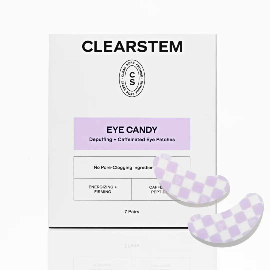 [CLEARSTEM] EYE CANDY Depuffing + Caffeinated Eye Patches, Non-Slip, Caffeine, Peptides, Botanical Blend, Energizing, Firming, Instantly Hydrating, For Acne-Prone Skin, 7 Pairs