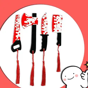 Bloody Knife Bookmarks Set – 4 Styles Horror Cleaver, Axe, Saw & Knife