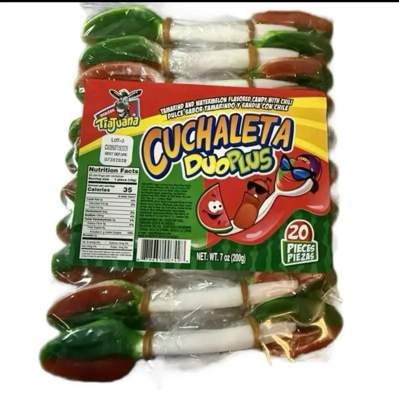 TiaJuana Cuchaleta Sugar-Based Custard Pudding Snack Set - Fruity Sweet Watermelon & Tamarind Flavors, 20 Pieces, 20 Spoons, 6 months Shelf Life, Ambient Bag/Cupboard Storage, Dessert Lover Treat, Enhances Dessert Experience, All Ages