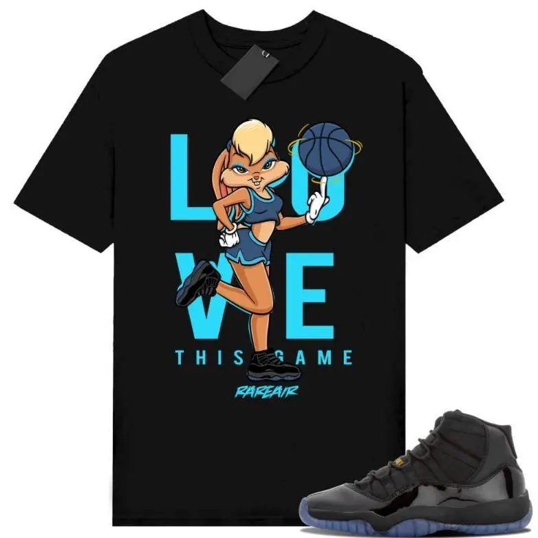 Gamma Blue 11s Sneaker Match Tees Black Love This Game T-shirt Unisex Streetwear Short Sleeve Men's Tshirt