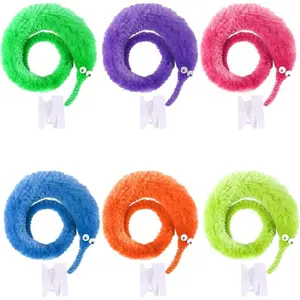 12 Pack Magic Worm Toys Wiggly Twisty Fuzzy Worms On String Trick Toys Carnival Party Favors - Perfect Playtime for Kids & Cats Alike