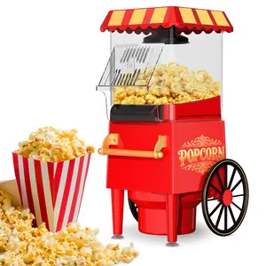 1200W Electric Hot Air Popcorn Maker Machine with Measuring Scoop - Oil-Free Healthy Popper, Retro Red & Design, Compact 12-Cup Capacity, Stainless Steel Construction for Home, Movie Nights, Parties, Christmas - Easy-Clean & Safe Operation