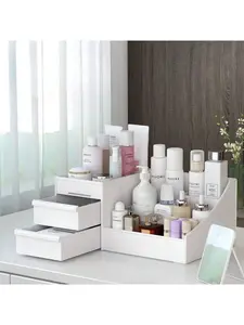 Vanity Case with Drawers, Large Capacity Multi-Layer Plastic Cosmetic Organizer – Desktop Storage for Skincare, Makeup, Dresser & Dorm Room