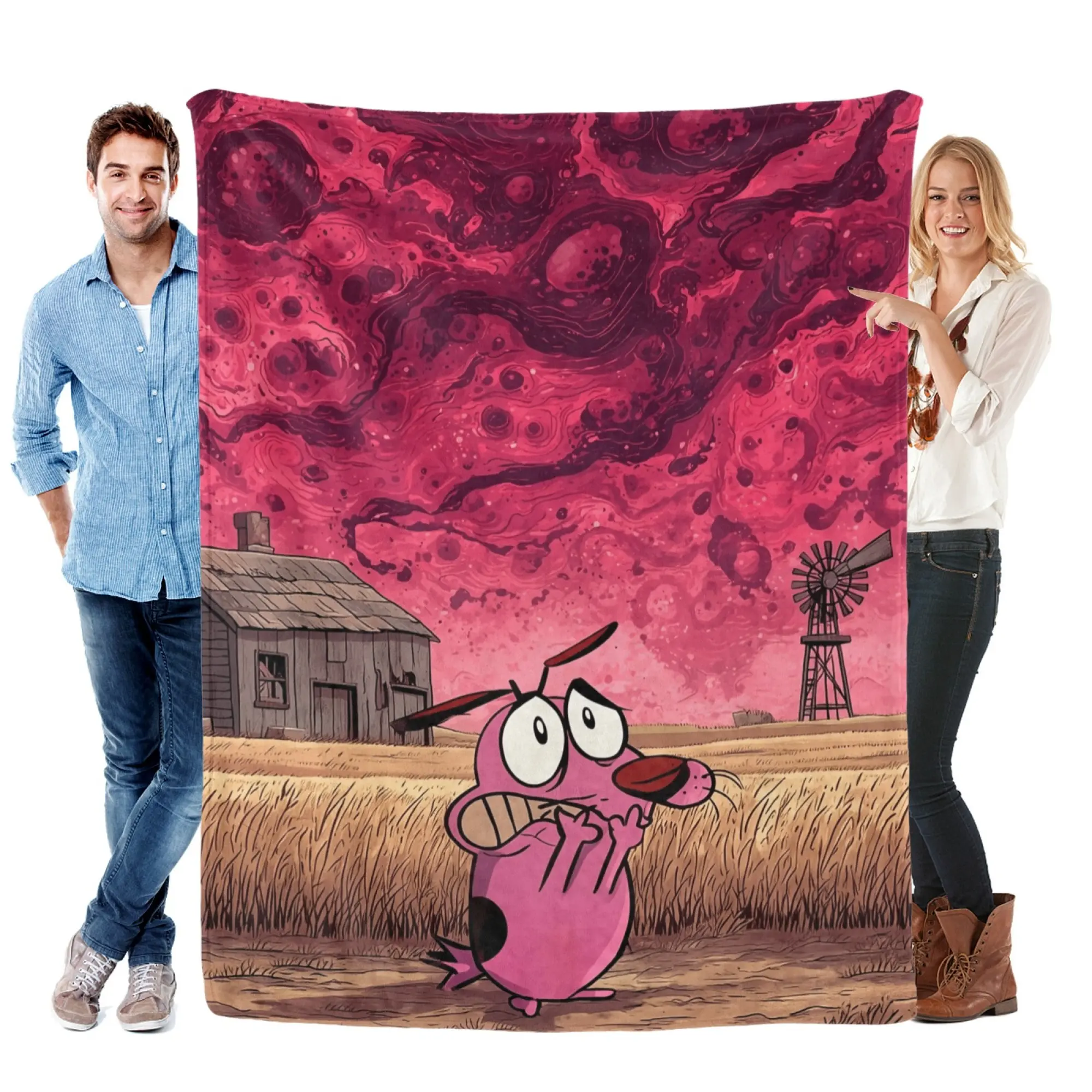 Courage the Cowardy Dog Inspired Throw Blanket - Lightweight Flannel All-Season Soft Bedspread