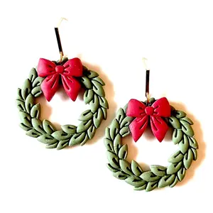 Christmas Wreaths Polymer Clay Earrings